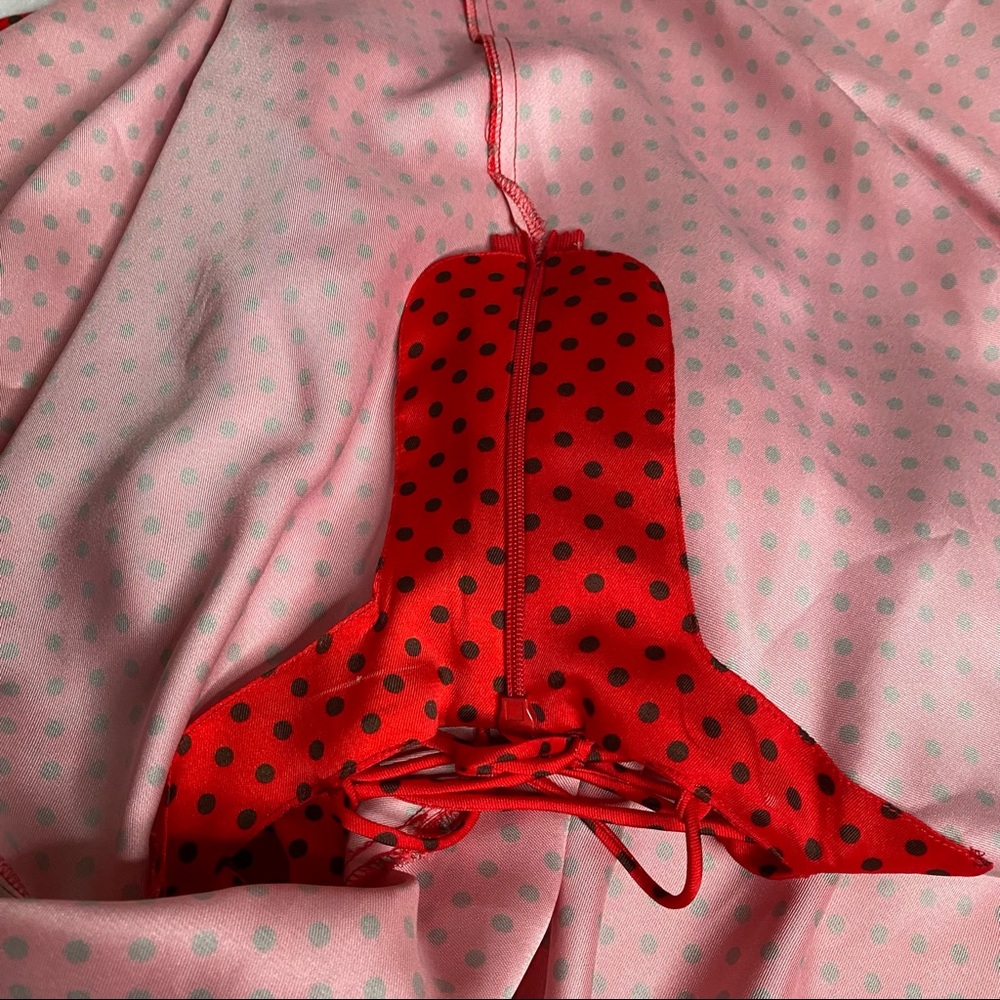 Zara red black polka dot mini dress - Picture 8 of 11